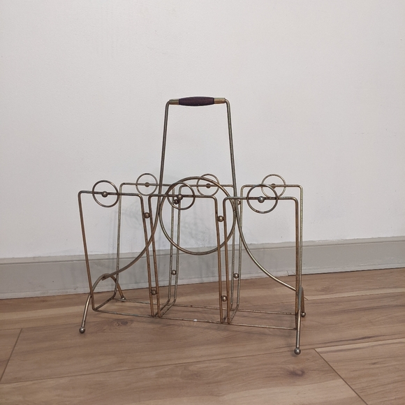 Vintage Storage & Organization Vtg Mcm Gold Metal Record Magazine Holder Poshmark